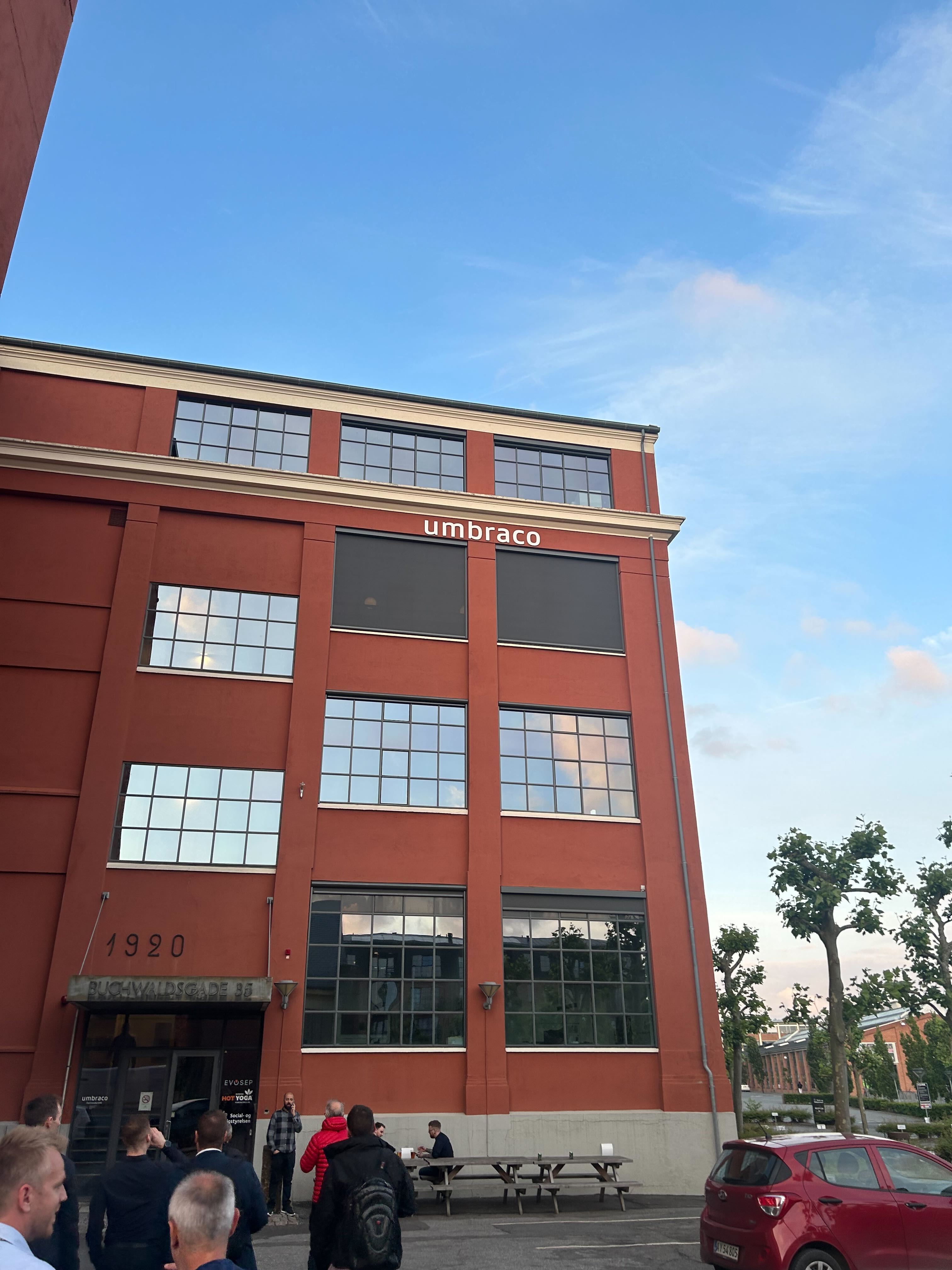 Exterior view of Umbraco's headquarters building in Odense, Denmark.